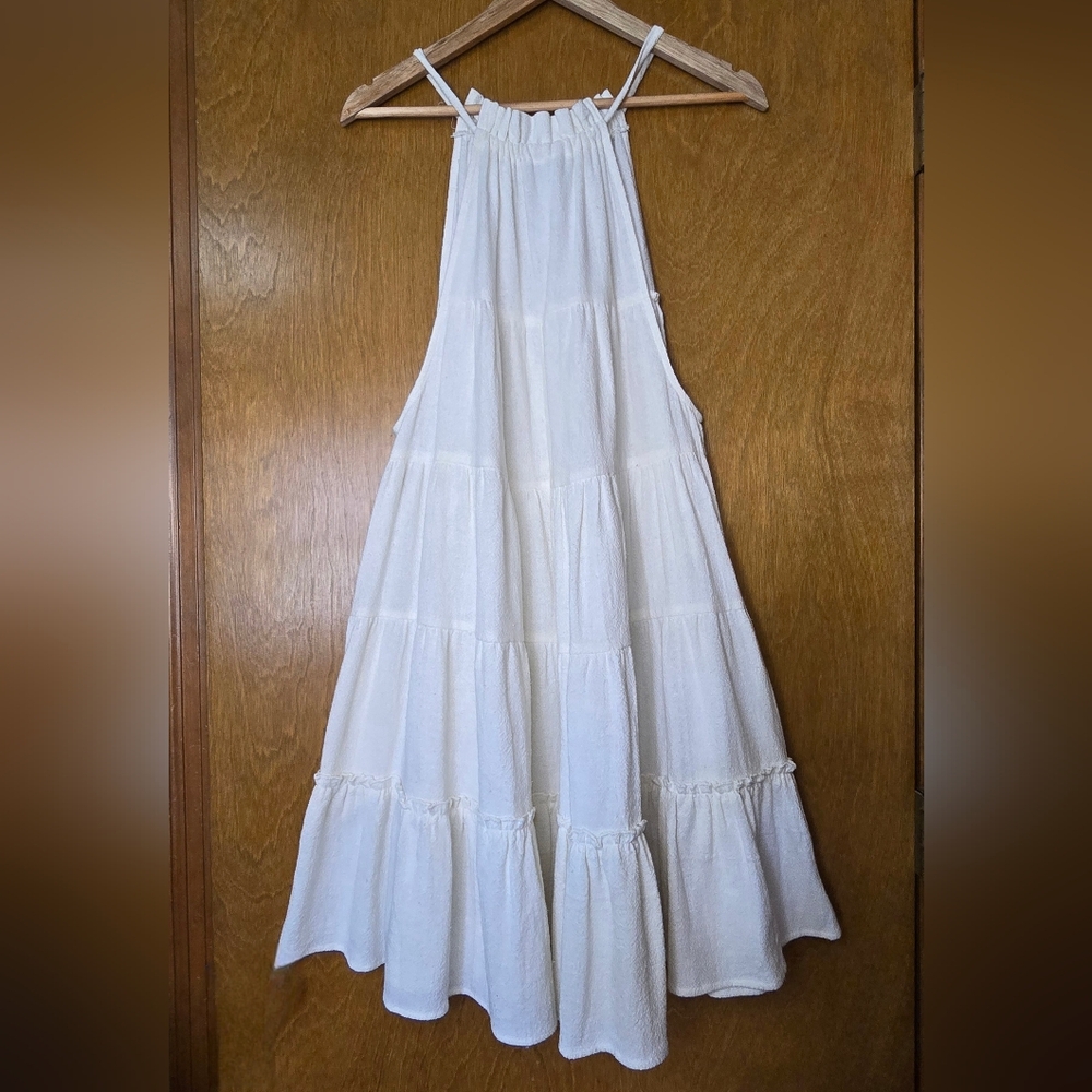 Free People Babydoll Gauze Tiered Halter Dress Small Oversized Sundress - Picture 12 of 14